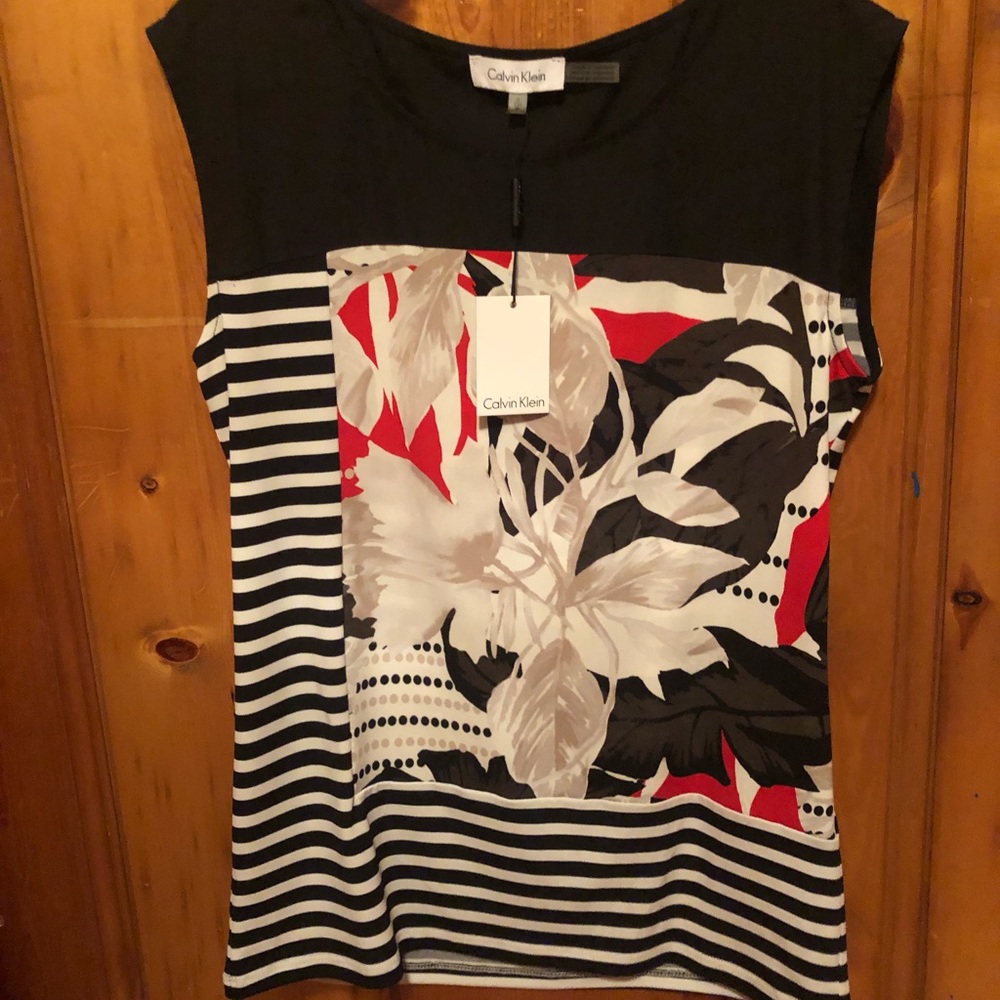 Calvin Klein blouse floral/striped 7